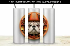 3D Halloween Bulldog Dog Tumbler Wrap 20 oz Sublimation PNG Product Image 3