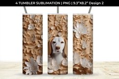 3D white Floral Beagle Dog Tumbler Wrap 20 oz Sublimation Product Image 3