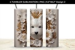 3D white Floral Westie Dog Tumbler Wrap 20 oz Sublimation Product Image 3