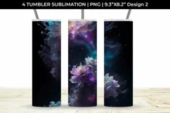 Galaxy Freezia Flowers Tumbler Wrap 20 oz Sublimation PNG Product Image 3