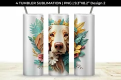 3d Floral Fantasy Golden Retriever Tumbler Wrap Sublimation Product Image 3