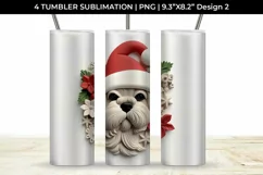 3D Christmas Shih Tzu Dog Tumbler Wrap 20 oz Sublimation PNG Product Image 3