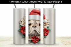 3D Christmas Bulldog Dog Tumbler Wrap 20 oz Sublimation PNG Product Image 3
