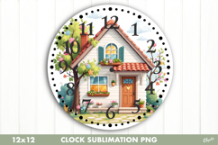 Cozy Spring, Clock Sublimation. Garden Clock Design PNG Product Image 1