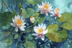 Water Lily Watercolor Background Product Image 1