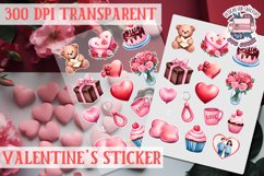 Love sticker Sheet Valentine Day Lovers Funny Heart PNG Product Image 1