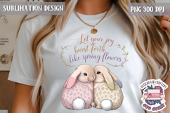 Cute Bunnies Spring Sublimation Design PNG Easter Hoop bunny Product Image 1