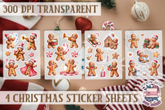 Christmas Gingerbread mans Watercolor Sticker Sheet Winter Product Image 1