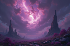 Landscape Featuring a Massive Lightning Storm Background Product Image 1