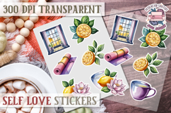 Self Love sticker sheet Scrapbook PNG Nature Watercolor Yoga Product Image 1