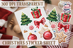 Christmas Watercolor Sticker Sheet Winter Cute Holiday PNG Product Image 1