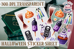 Halloween sticker sheet Creepy Scrapbook PNG Funny Skulls Product Image 1