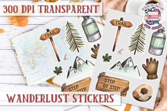 Travel sticker sheet Outdoor Scrapbook PNG Wanderlust Camp Product Image 1
