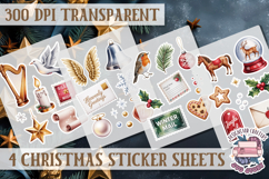 Christmas Watercolor Sticker Sheet Winter 4 PNG Product Image 1
