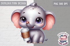 Cute Animal coffee lover Sublimation Design PNG Spring Product Image 1