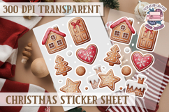 Christmas Watercolor Sticker Sheet Winter Cute Holiday PNG Product Image 1