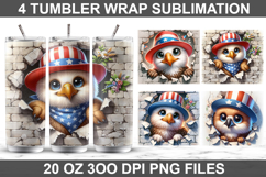 4Th Of July Eagle Tumbler Sublimation, 20 oz Tumbler Wrap Product Image 1