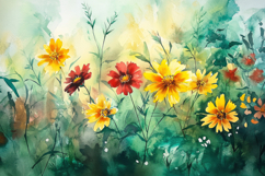 Watercolor Flowers Background Wallpaper Product Image 1