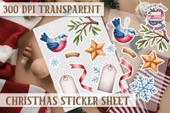 Christmas Watercolor Sticker Sheet Winter Cute Holiday PNG Product Image 1