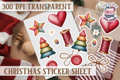 Christmas Watercolor Sticker Sheet Winter Cute Holiday PNG Product Image 1