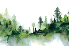 Watercolor Forest Landscape Background Wallpaper Product Image 1