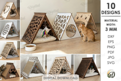 3D Pet Houses Bundle Laser Cut. Cat And Dog Home SVG Product Image 1