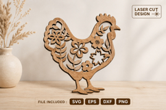 Floral Chicken Laser Cut SVG Product Image 1