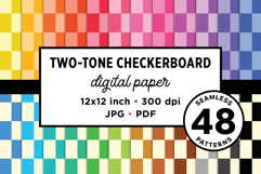 Rainbow Two-Tone Checkerboard Seamless Digital Paper Pattern Product Image 1
