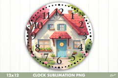 Cozy Spring, Clock Sublimation. Garden Clock Design PNG Product Image 1
