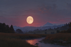 Mountain With Full Moon Background Product Image 1