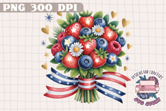 4th of July PNG Sublimation Strawberry berries Patriotic Product Image 1