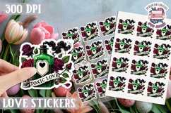 Love sticker Sheet Valentine Day Lovers Gothic Skull PNG Product Image 1