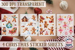 Christmas Gingerbread mans Watercolor Sticker Sheet Winter Product Image 1