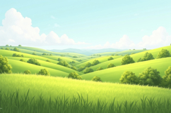 Green Hills With Blue Sky Background Product Image 1