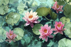 Water Lily Watercolor Background Product Image 1