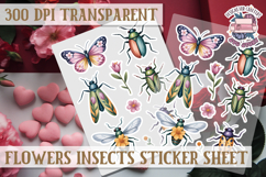 Flowers Insect sticker sheet Bugs Scrapbook PNG Butterfly Product Image 1