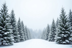 Winter Frosted Pine Trees Background Wallpaper Product Image 1