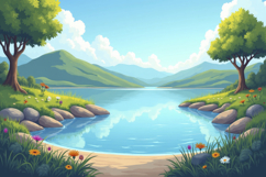Mountain and Lake Background Wallpaper Product Image 1