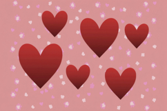 Red Hearts on a Pink Background Wallpaper Product Image 1
