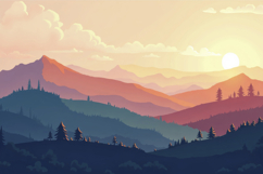 Colorful Mountain Landscape at Sunset Background Wallpaper Product Image 1