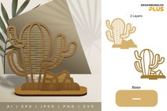 3D Rattan Cactus Standing Decoration Laser Cut Files Product Image 1