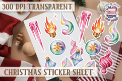 Christmas Watercolor Sticker Sheet Winter Cute Holiday PNG Product Image 1