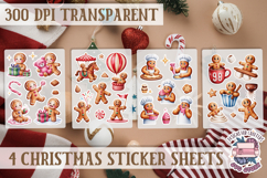 Christmas Gingerbread mans Watercolor Sticker Sheet Winter Product Image 1