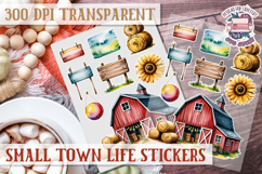 Small Town LIfe sticker Scrapbook PNG Village Garden Farm Product Image 1