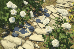White Roses And Stone Path Background Product Image 1