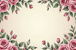 Pink Rose Floral Border Background Product Image 1