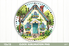 Cozy Spring, Clock Sublimation. Garden Clock Design PNG Product Image 1