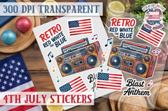 4th July sticker sheet USA Scrapbook PNG Independent Day Product Image 1