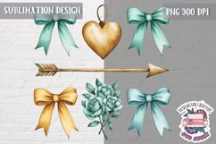 St Valentine’s Coquette Bow PNG Holidays Funny Watercolor Product Image 1