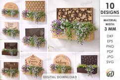 3D Planter Boxes Bundle Laser Cut. Hanging Planter SVG Product Image 1